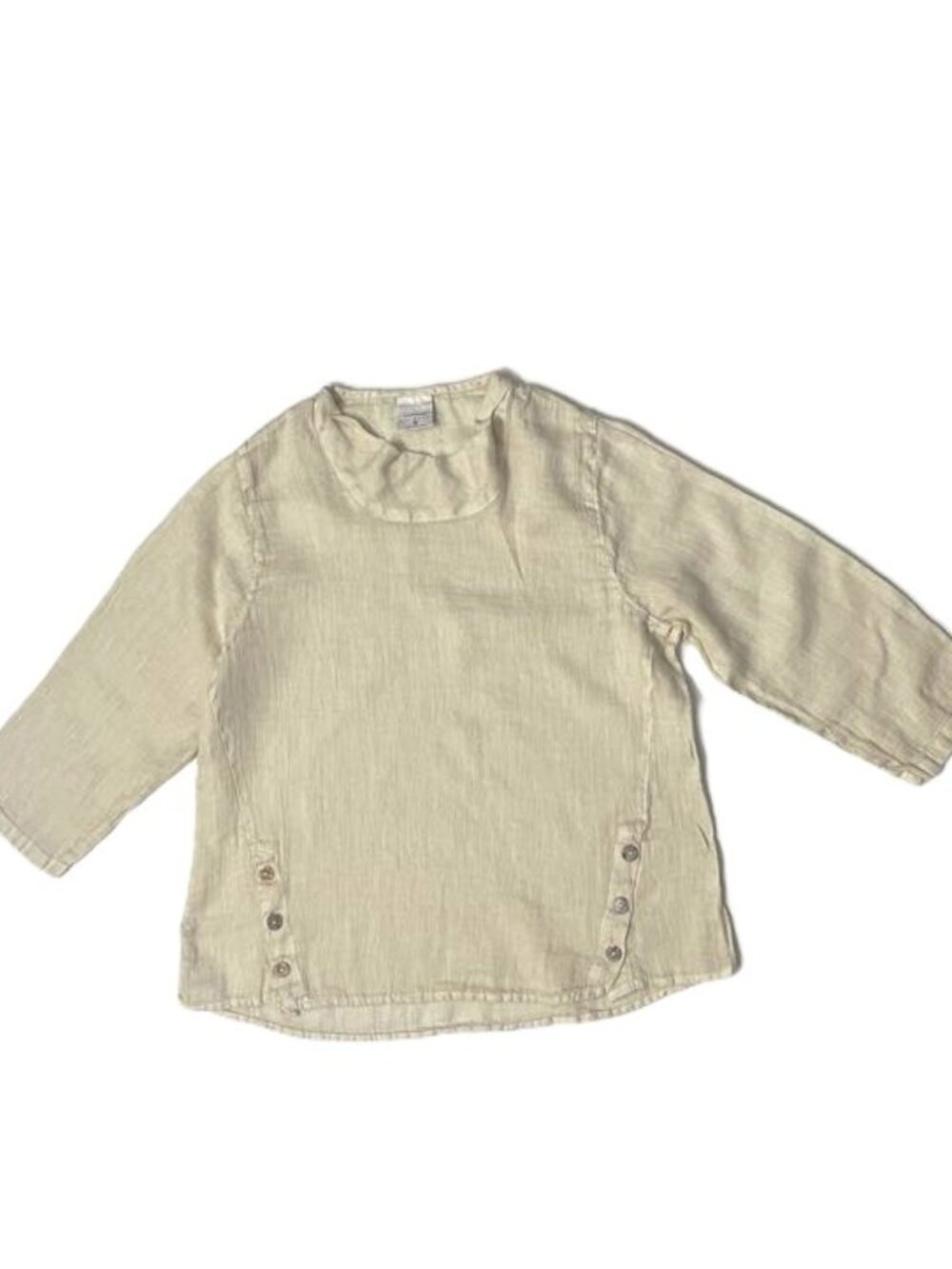 Click by Color Me Cotton 100% Linen Top Medium Boho Lagenlook Sheer Lightweight
